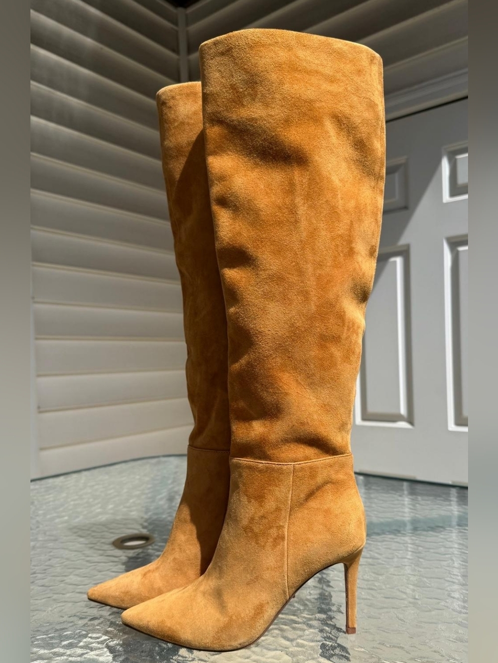 Vince Camuto Tall Pointed-Toe Over-the-Knee Suede Boots in Bright Brown. NWOT